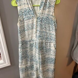 Apt. 9 White Sleeveless Midi Dress with Teal and Blue Speckle Print